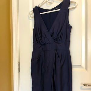Banana Republic Silk Sleeveless V-Neck Navy Mini Dress, Size 0